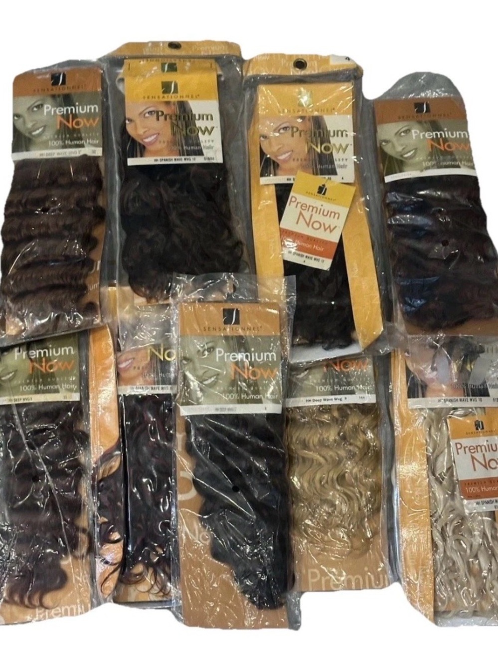 Lot of 9 Premium Now by Sensationnel Spanish Wave – 9” 10” Human Hair 100% NEW